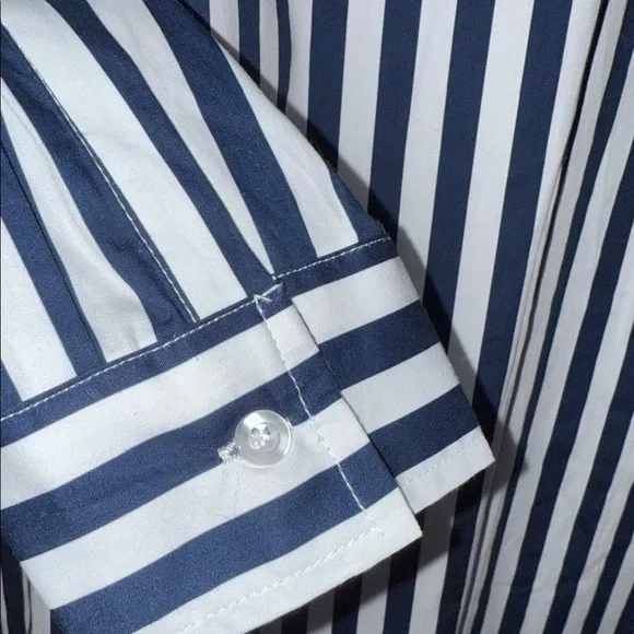 Steve Madden Navy and White Striped Oversize Maxi Painters Shirt Dress Women’s M - Picture 5 of 7